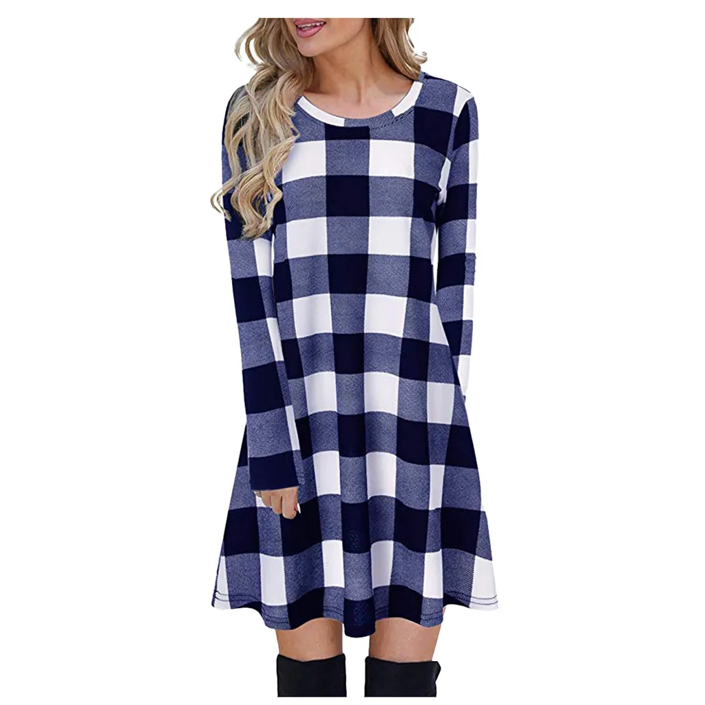 Комплект в клеточку рубашка платье женское свободного кроя с длинным рукавом