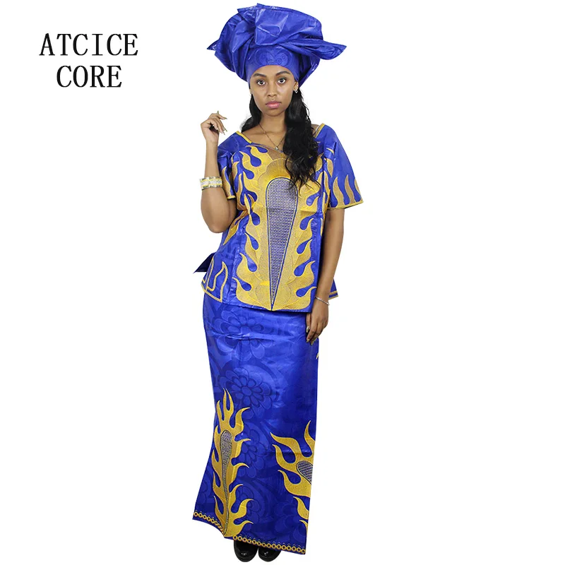 Африканские платья для женщин новый базин роскошное платье с вышивкой и рэппером