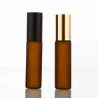 50 шт.лот 5 мл матовый Янтарный парфюмерный стеклянный рулон на бутылке со стекляннымметаллическим шариком коричневые роликовые флаконы для эфирного масла тонкие