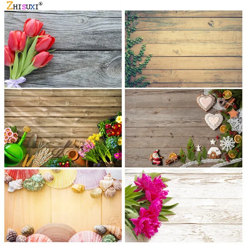 

Vinyl Custom Photography Backdrops Props Flower Wooden Floor Landscape Photo Studio Background 21213 HJMB-02