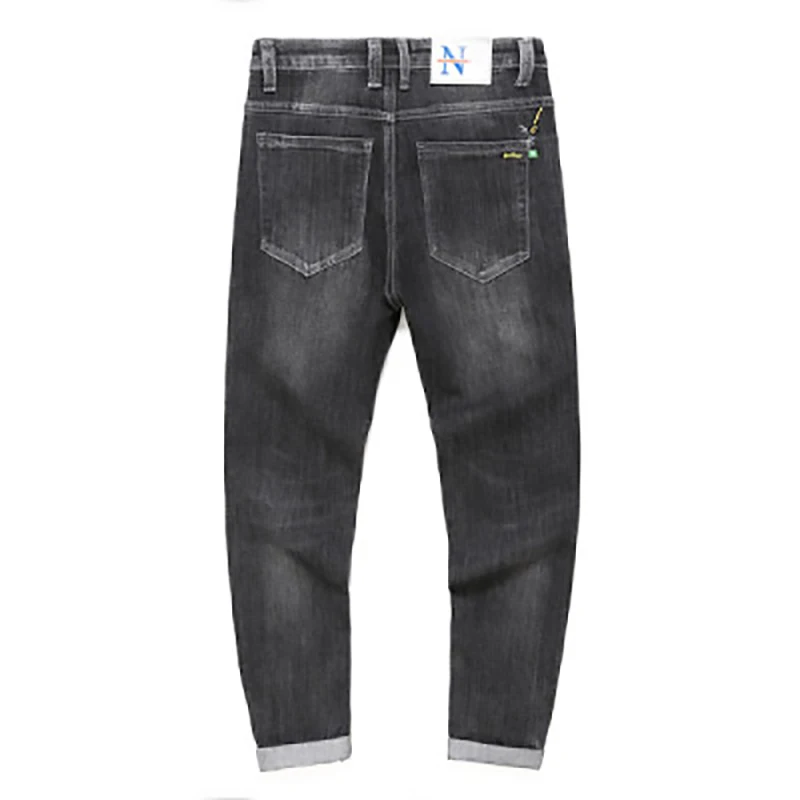 

Men's New Midweight Gray Denim Pants Full Length Trousers Quality Male