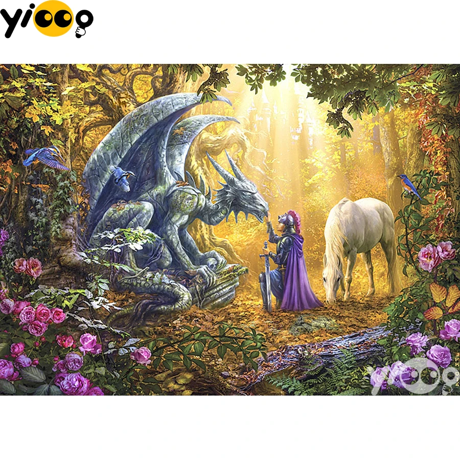 

Full Square/Round Diamond Embroidery Knight in the Forest 5D Diamond Painting Rhinestone Mosaic Home Decor Gift BX2647