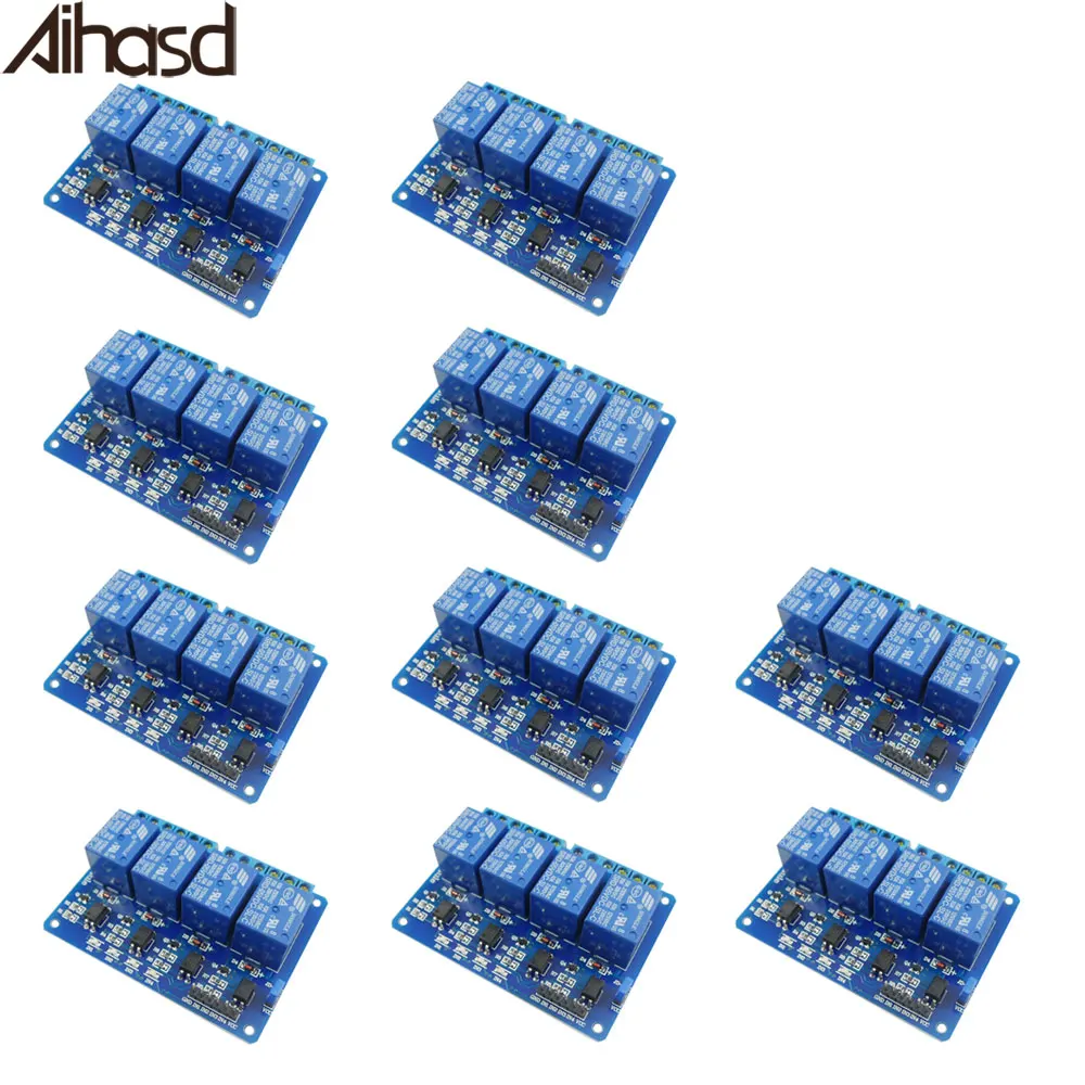 10 шт./лот 4 Канальный Релейный Модуль 5 В плата управления щит для Arduino с
