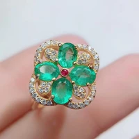 jewelry 925 sterling silver colombia natural emerald gemstone female ring support detection popular