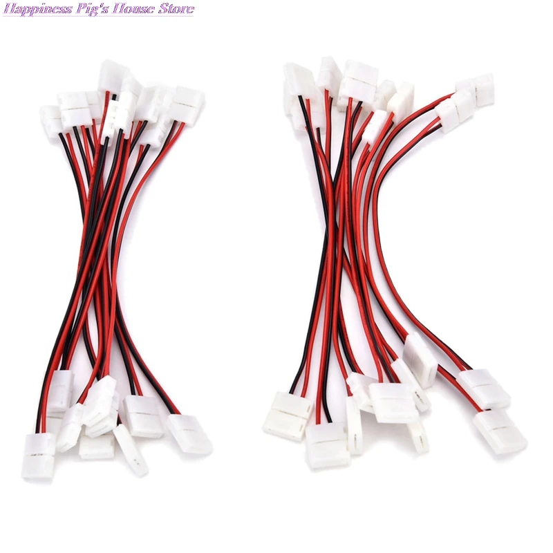 

10Pcs/lot 8mm/10 Mm 2 Pin Led Strip Connector For Single Color Led Strip 3528/5050 Easy Connect No Need Soldering Connectors