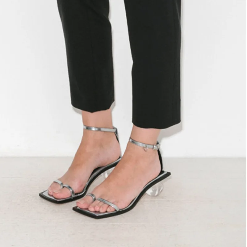 Для женщин вьетнамки женские летние 2019 Новые прозрачные сандалии с квадратным