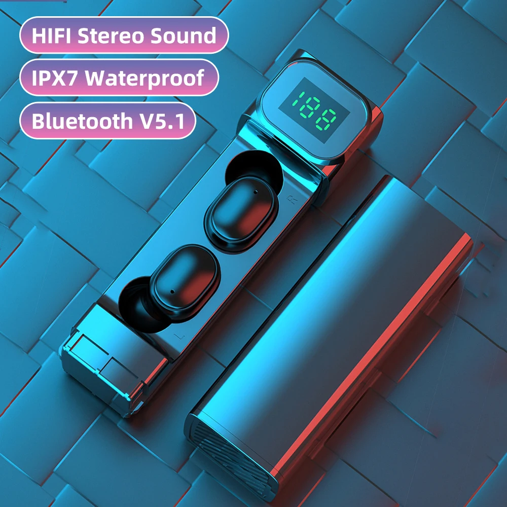 

TWS Bluetooth 5,1 беспроводная гарнитура Ipx7 Водонепроницаемая HiFi панорамный объемный звук шумоподавление Спортивная гарнитура с микрофоном