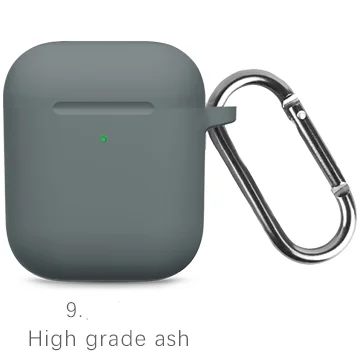 09 High grade ash Жидкие силиконовые наушники корпус для AirPods анти-грязь APPLE airpods чехол розовый черный темно-синий желтый красный - Цвет: 09 High grade ash