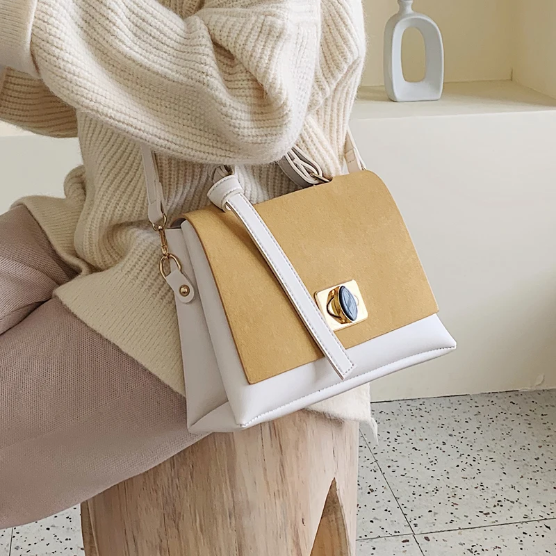 Винтажная женская сумка контрастного цвета на плечо Женская Роскошная