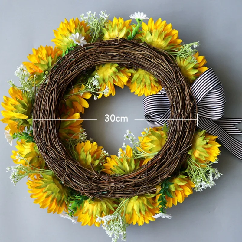 

Artificial Sunflower Wreath Christmas Wreath for Front Door Wedding Party Wall Windows Farmhouse Home Decoration