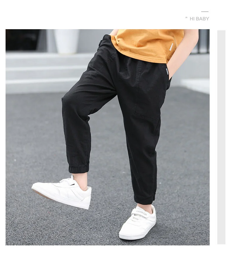 Teen Boy's Pants Kids Spring Autumn Solid Cotton Full Trousers Casual Slim Stretch Jogger Sweatpants 6-16 Years