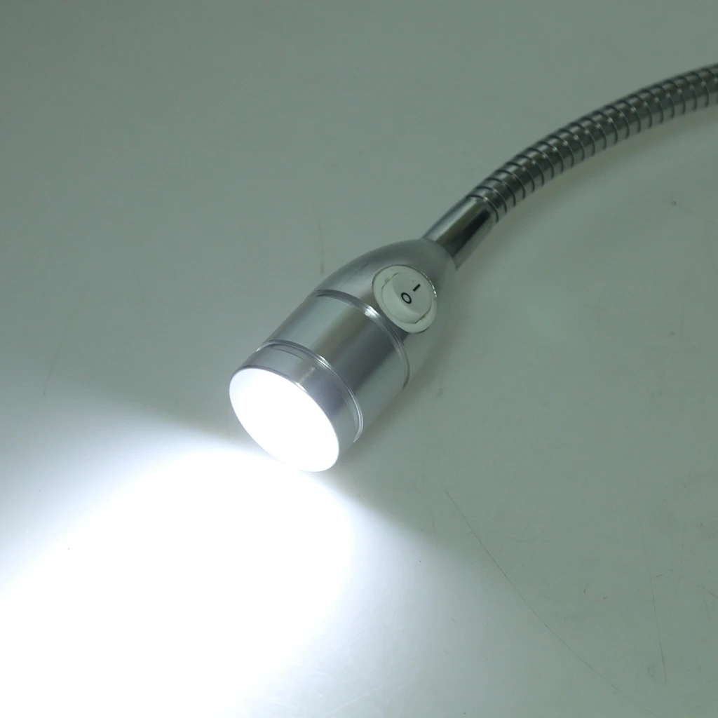 

12V Gooseneck LED Bedside Reading Lamp Headboard Wall Surface Mount Silver