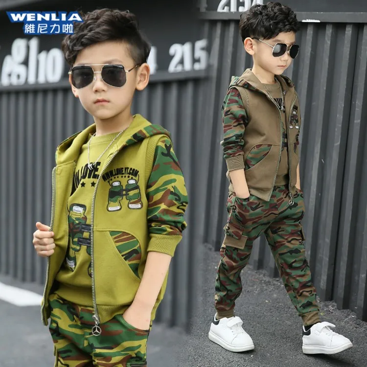 Комплект камуфляжной одежды для мальчиков комплект из 3 предметов больших детей