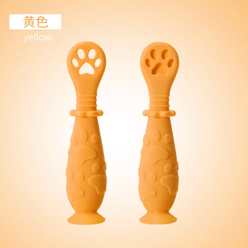 

Baby 2Pcs/Set Feeding Spoon Newborn Infant Silicone Rice Cereal Training Spoon Safety Tool for Toddler Dinnerware Sucker Utensil