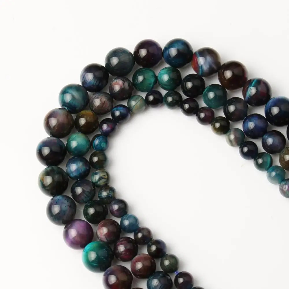 

6/8/10mm Natural Mineral Beads Purple Blue Tiger Eye Round Loose Stone Beads for Jewelry Making DIY Bracelet Necklace 15inch