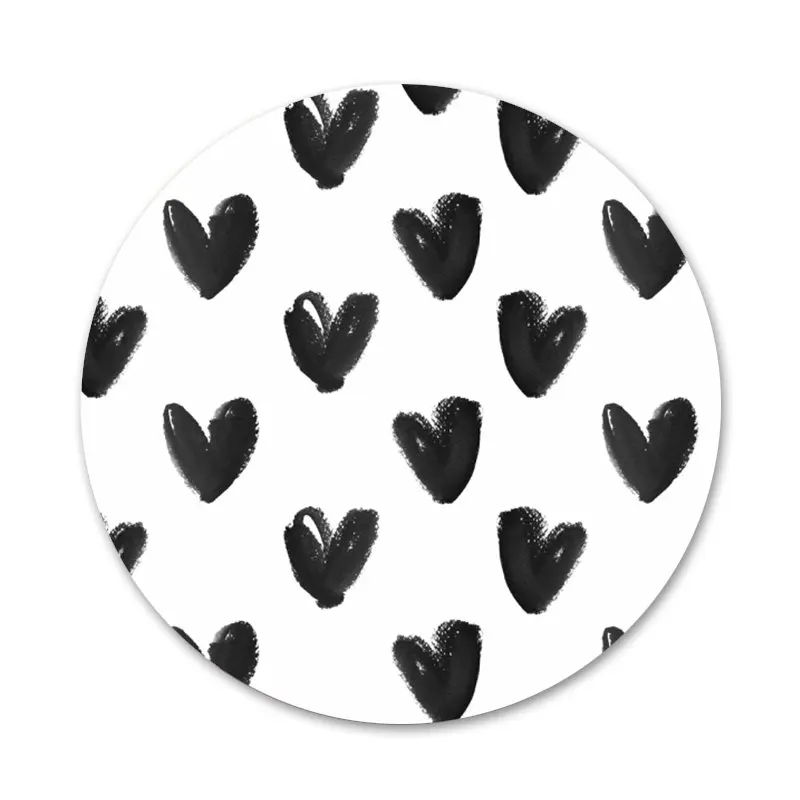 

58mm Black and White Love Heart Badge Brooch Pin Accessories For Clothes Backpack Decoration gift