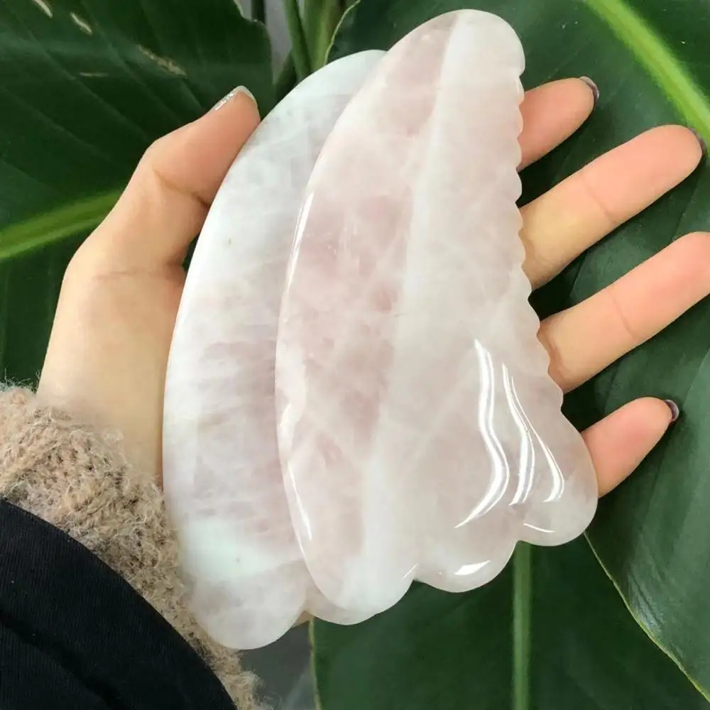 Натуральный розовый кварцевый камень Guasha массажный инструмент иглоукалывание