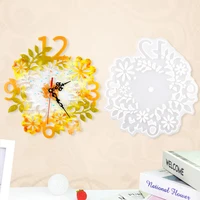 flower shape wall clock silicone mould big size clock uv epoxy resin mold casting for diy home decoration making crafts supplies