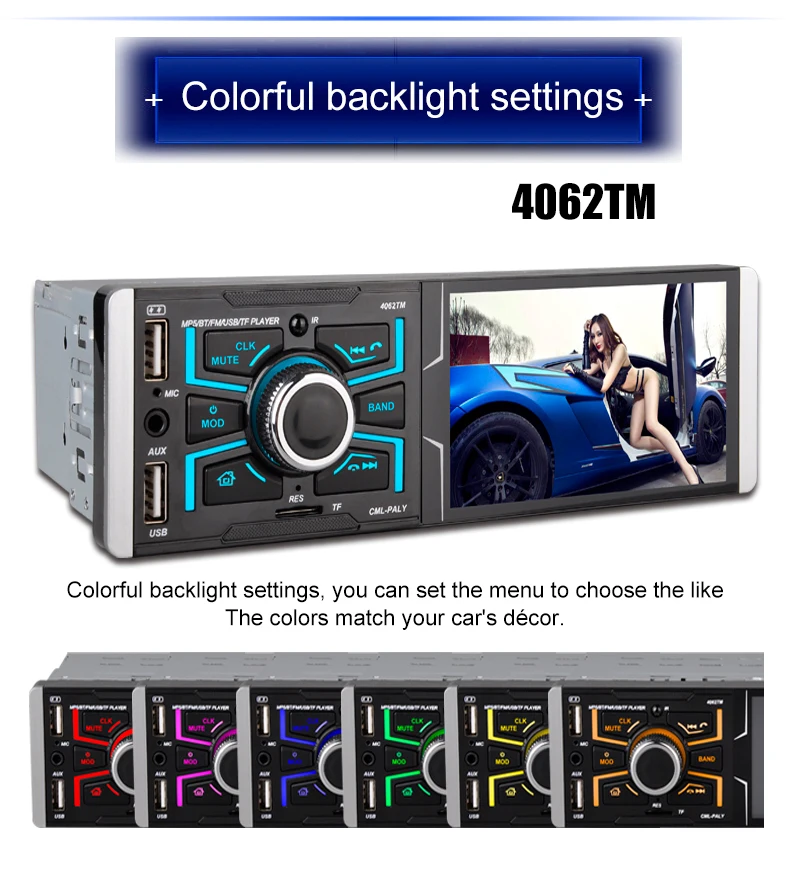 Автомагнитола 4 1 дюйма с сенсорным экраном HD AUX FM Bluetooth Mirrorlink Din | Автомобили и