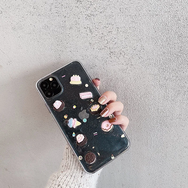 Drop glue gold foil 3D soft TPU luxury transparent phone case For iphone 12 11 Pro Max XR XS MAX 7 8 plus Shockproof cover | Мобильные