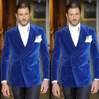 royal blue men suits velevt blazerblack pant fashion formal business wedding tuexdos costume homme custom made office male coat