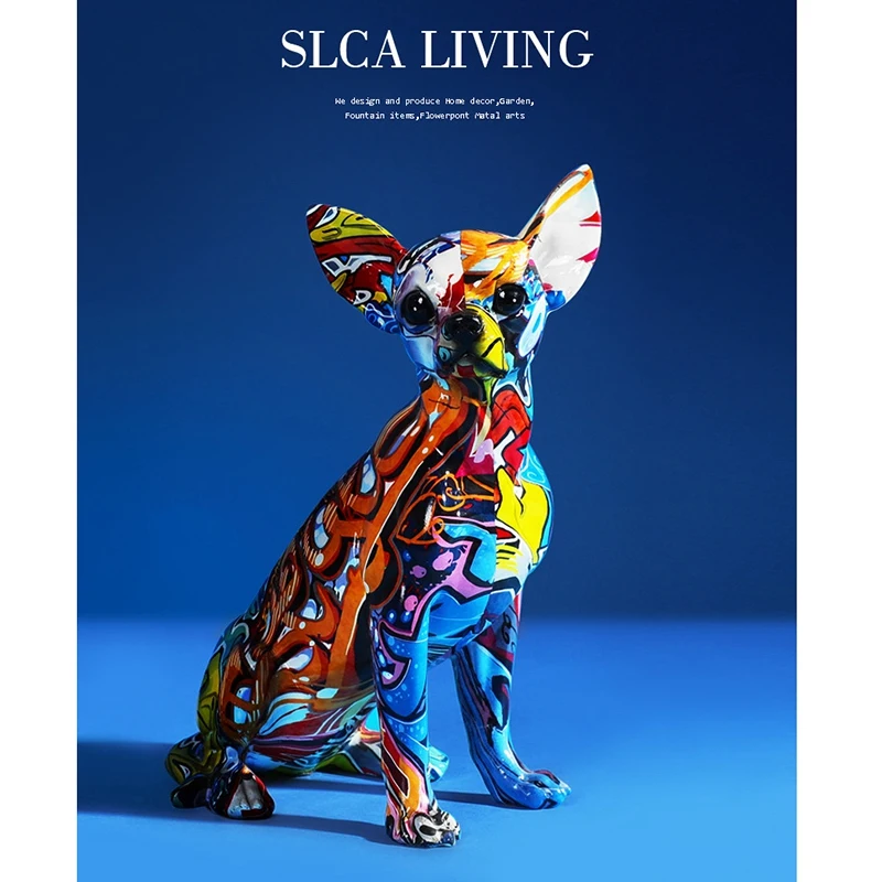 

Роспись граффити простой Гостиная Цвет украшение "Собака" домой входом винный шкаф офис украшения Изделия из смолы