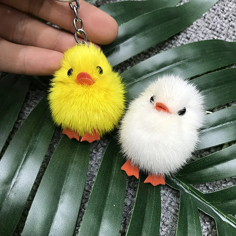 Натуральная супер милая вода норки мини мех маленькая Желтая утка сумка с