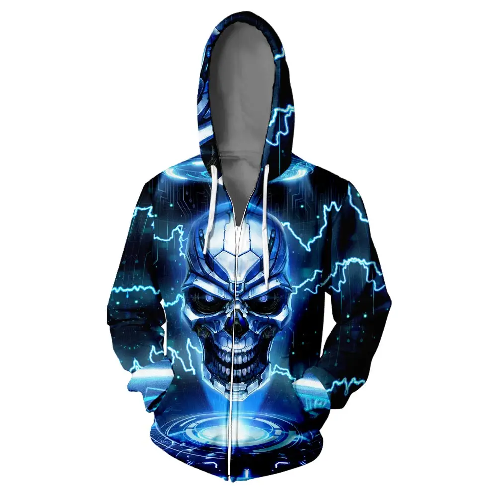WAMNI цветок череп Толстовки с капюшоном на молнии 3D принт Череп Змея элемент