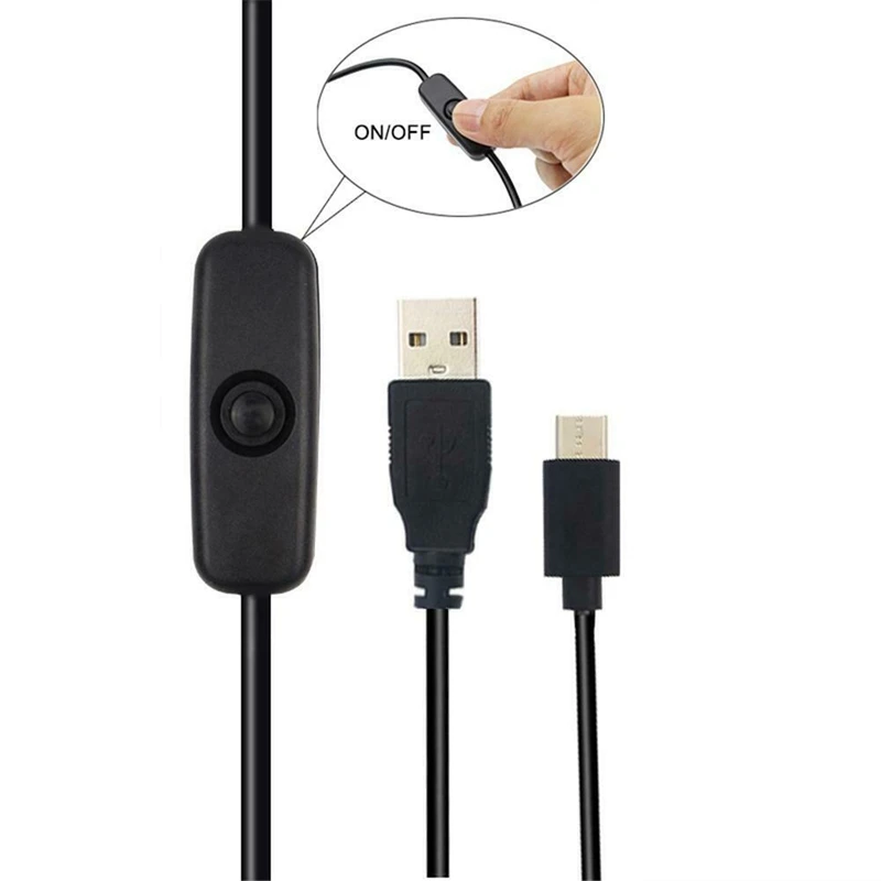 Мощность Кабель-адаптер 5В 3A Usb к Тип-C Питание шнур с вкл/выкл кнопка для Raspberry Pi 4 модели B