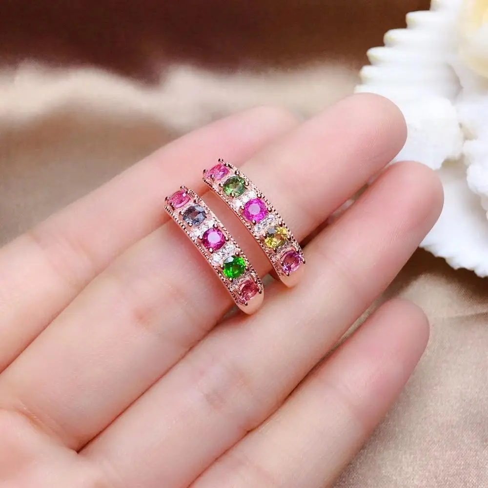 Натуральное овальное турмалиновое твердое 925 пробы Серебряное кольцо | Украшения