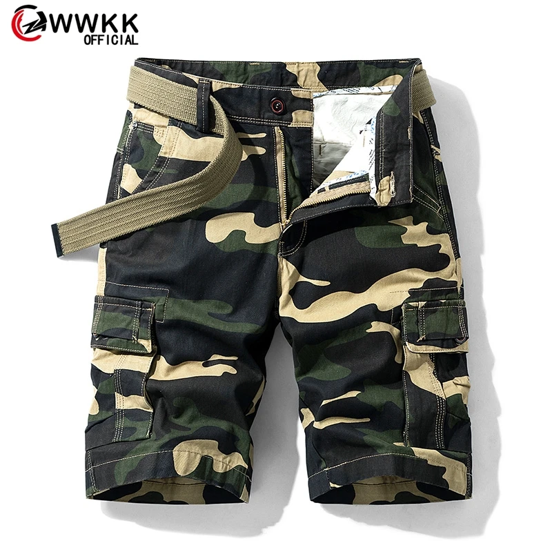 

WWKK 2020 Camouflage Loose Cargo Shorts Men Cool Camo Summer Short Pants Hot Sale Homme Cargo Shorts Plus Size Brand Clothing