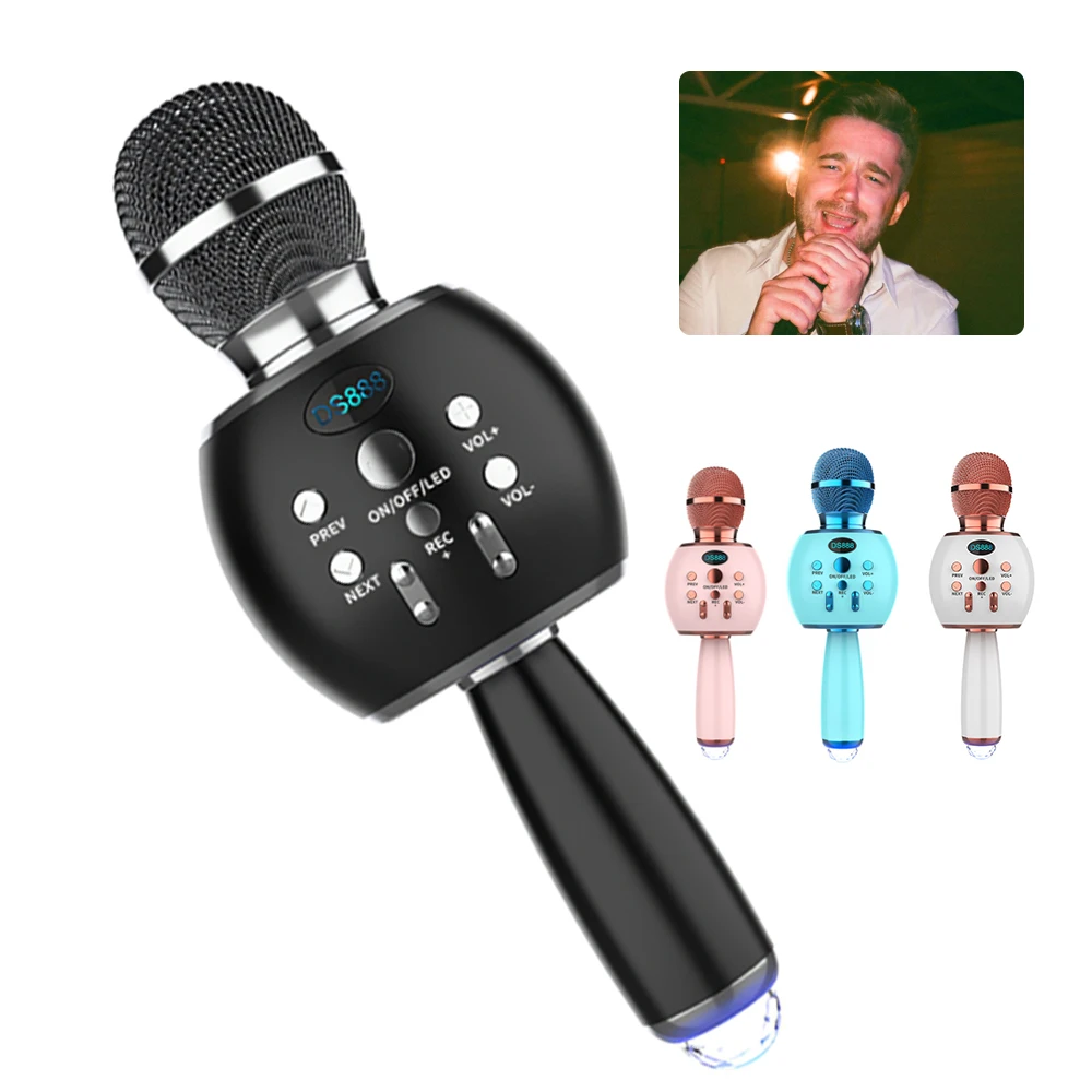 

Новый беспроводной конденсаторный микрофон, портативный Bluetooth микрофон для караоке с красосветильник кой для улицы, дома, K-песни, вечеринки...