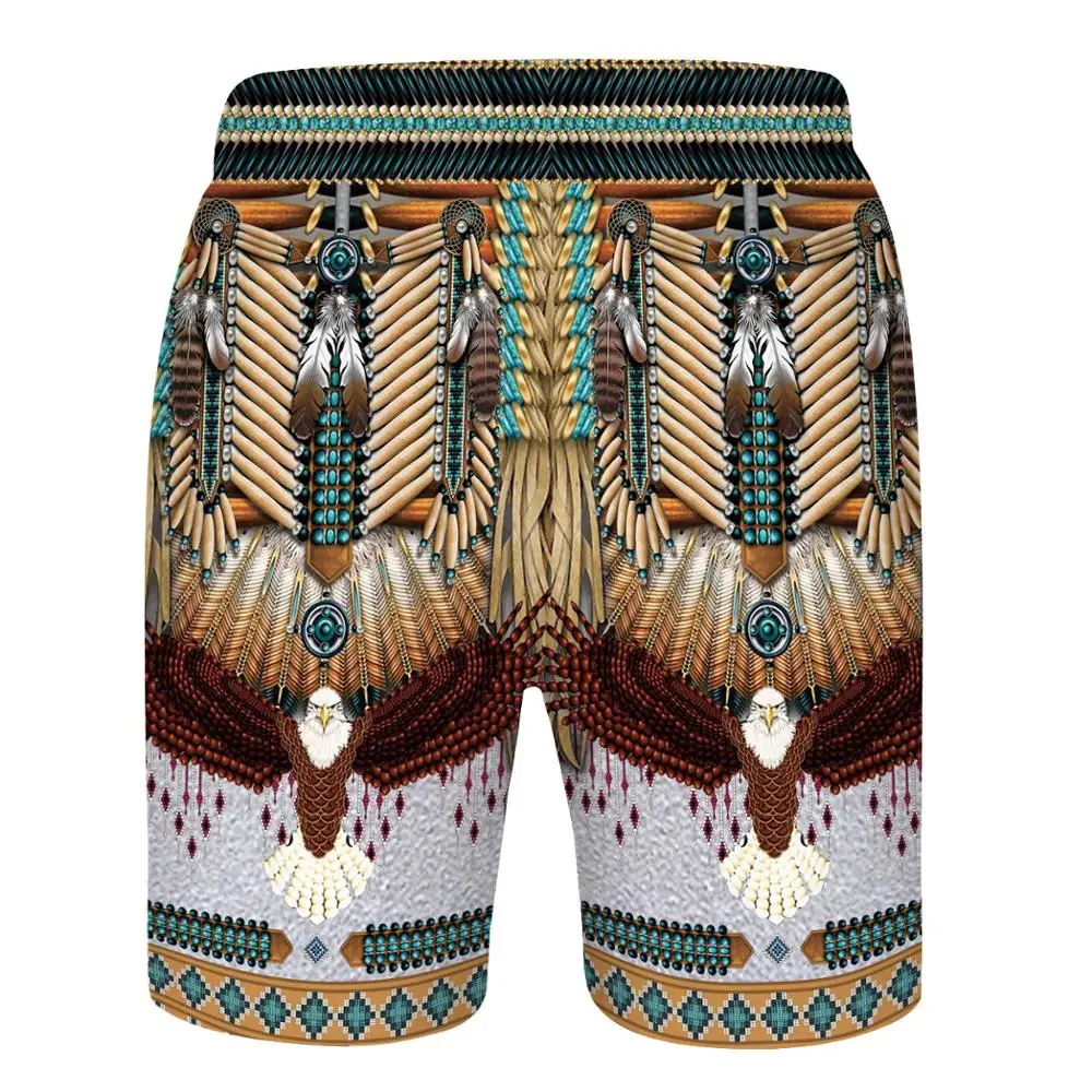 

Dropshipping 2020 New Fahion Native Indian 3D Print Shorts For Men Oversize Summer Beach Holiday Casual Swim Men's Board Shorts