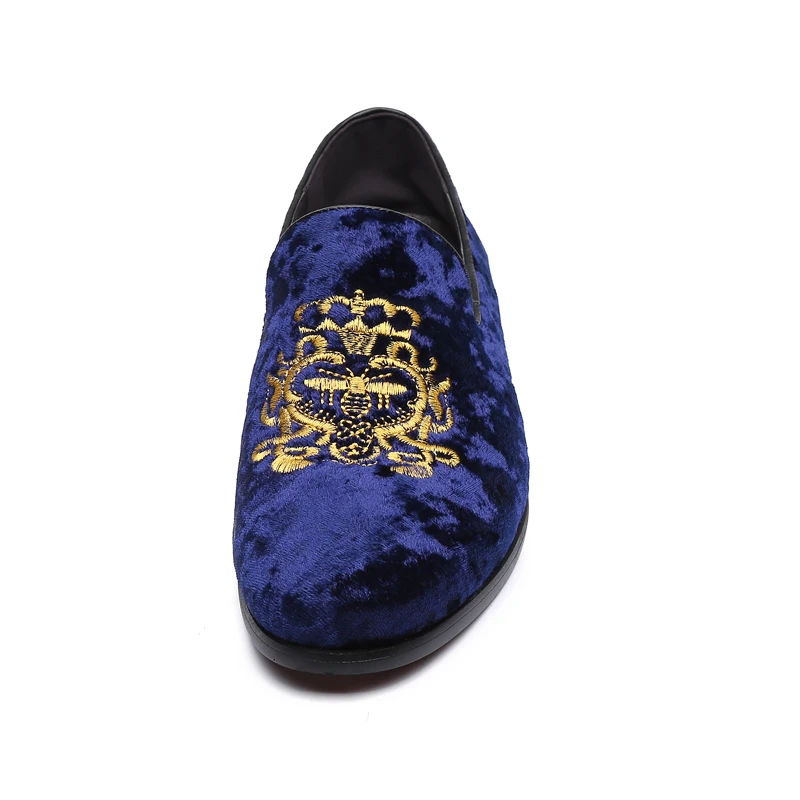 Men's Suede Soft Penny Loafers Embroidered Design Flat Slip-On Formal Men's Velvet Loafer Dress Shoes Size 6~13 chaussure homme