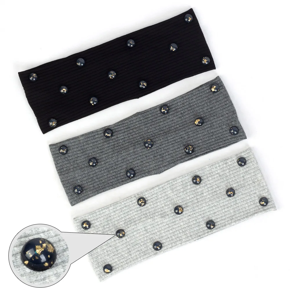 Женская трикотажная повязка на голову в рубчик однотонная эластичная плоская