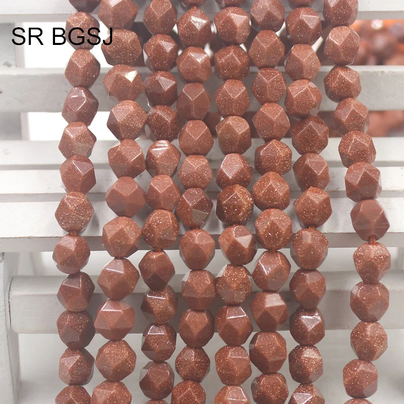 Бесплатная доставка 8 мм граненые круглые полигональные золотые песочные камни