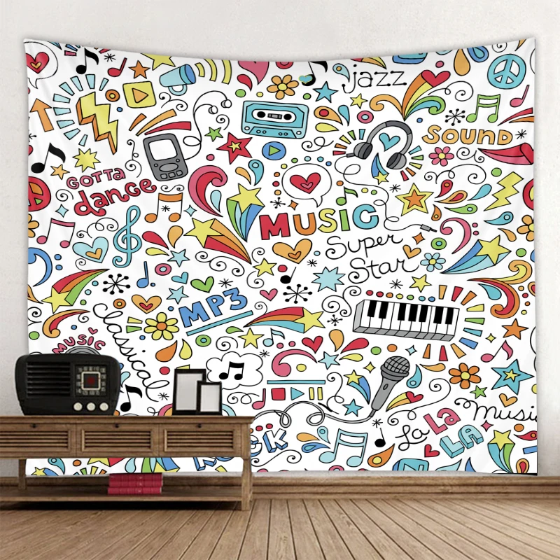 

Graffiti tapestry beautiful music graffiti background tapestry bohemian hippie tapestry home decor