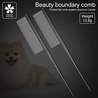 pet boundary comb aluminum comb teddy cat dog shape comb beautician pick hair long hair pet tip tail comb black