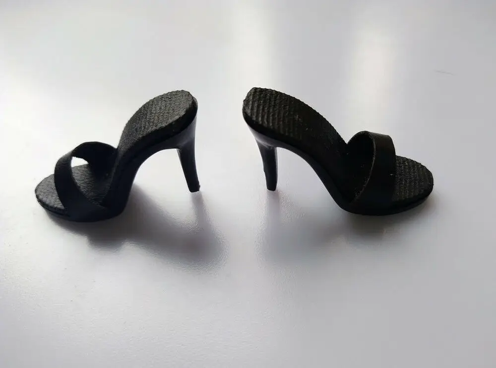 Фото Модель черных тапочек на высоком каблуке для женской фигуры 1/6 | Игрушки и хобби