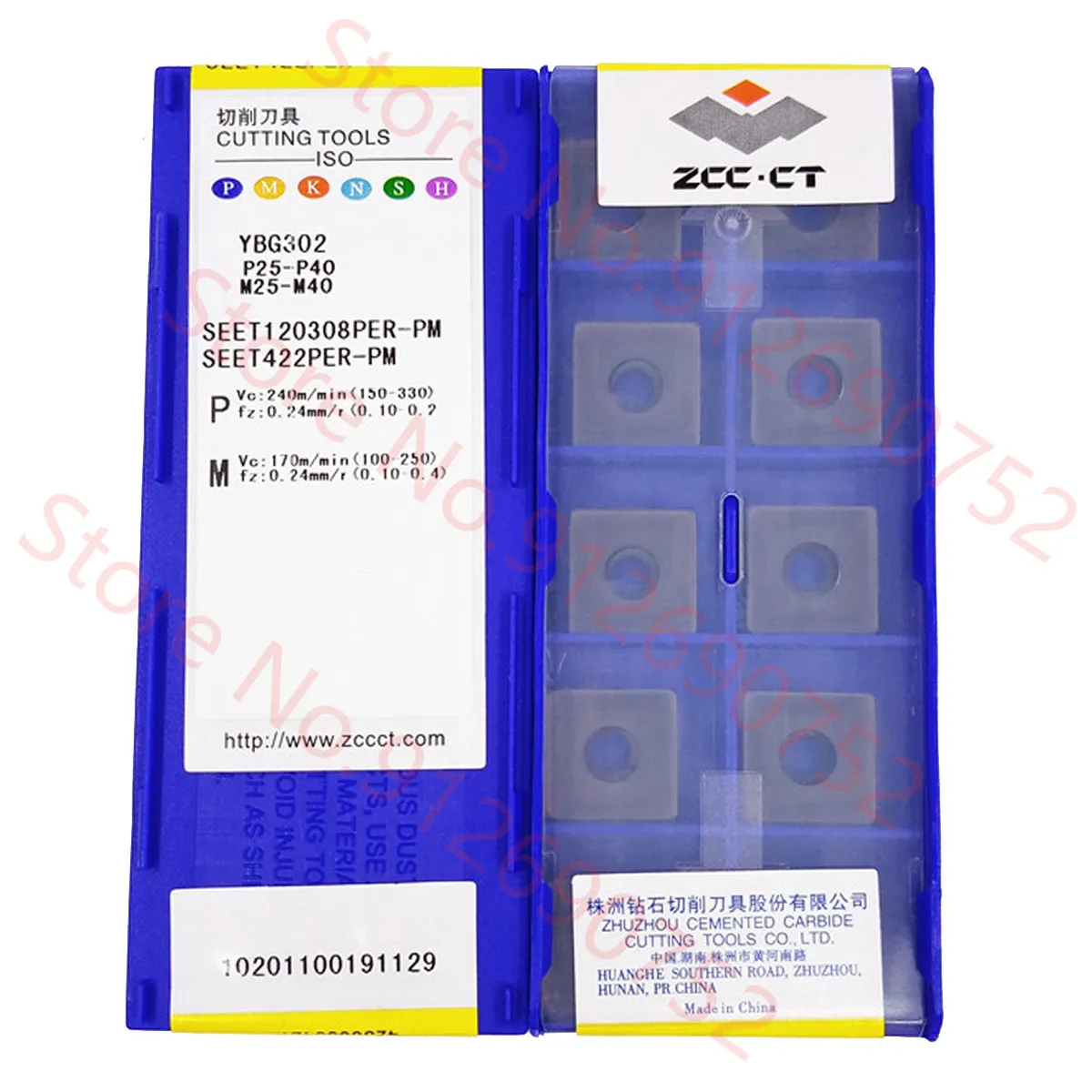 

ZCC.CT SEET09T308PER-PM YBG302/SEET120308PER-PM YBG302 CARBIDE INSERT 10PCS/BOX