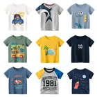 Футболка для мальчиков, футболки для маленьких девочек, футболка с машинками для девочек, хлопковые детские топы для детей, летние топы с машинным принтом и мультипликационным принтом, 2021