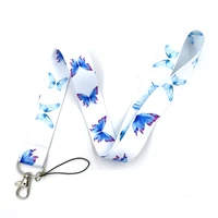 10pcs butterfly neck strap lanyard for keys bags cameras id badge holder mobile phone straps hang rope ribbon keychain lanyards