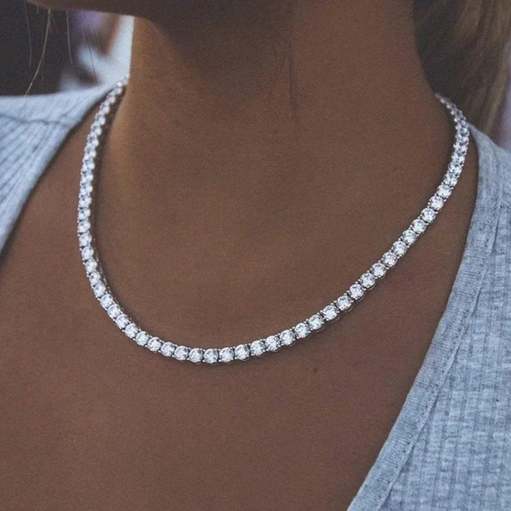 

Rapper Jewelry Big Rhinestone Tennis Necklace Iced Out Choker for Women Hip Hop Punk Crystal Chain Necklace Choker Collar Gift