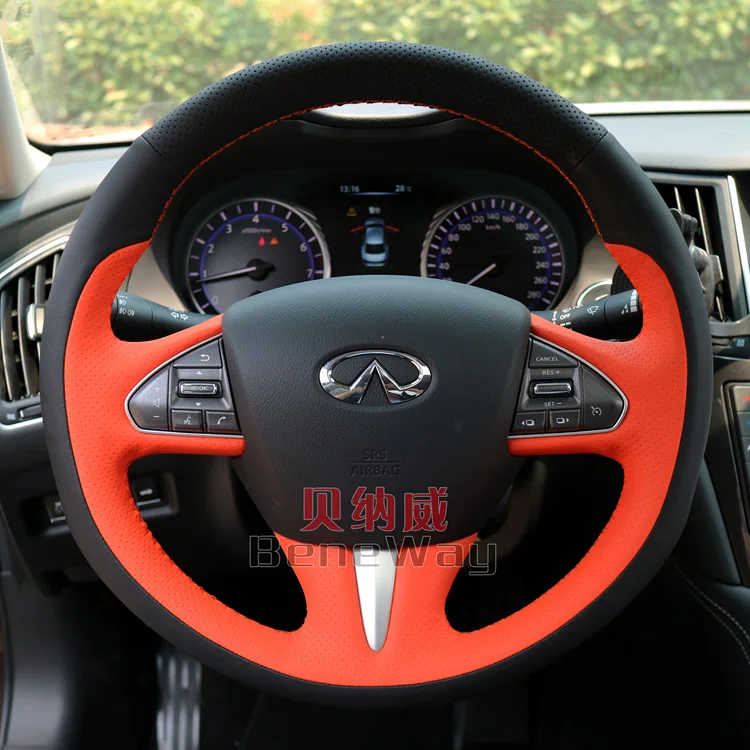 

For Infiniti Q50L QX50 DIY hand-stitched leather car steering wheel cover