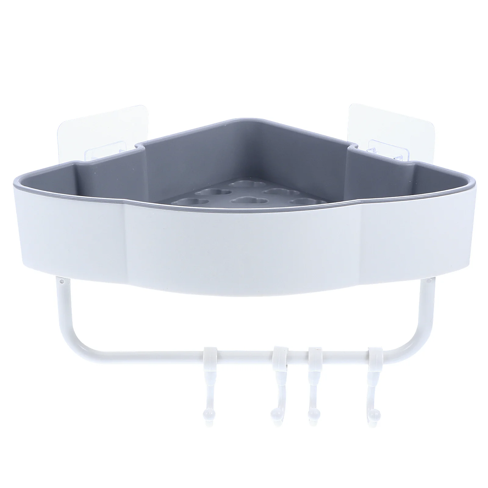 

1Pc Punch-free Storage Holder Bathroom Organizer Triangle Wall Shelf with Hook