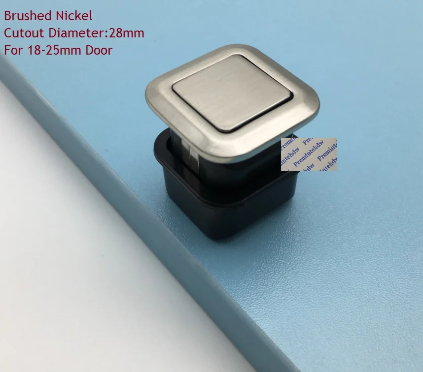 Square Brush Nickel 4 шт./партия, потайная, светящаяся на весну, выдвижная ручка шкафа, RV Yacht Caravan Gun, черный, золотой, жемчужный, бронзовый, квадратный, круглый - Цвет: Square Brush Nickel