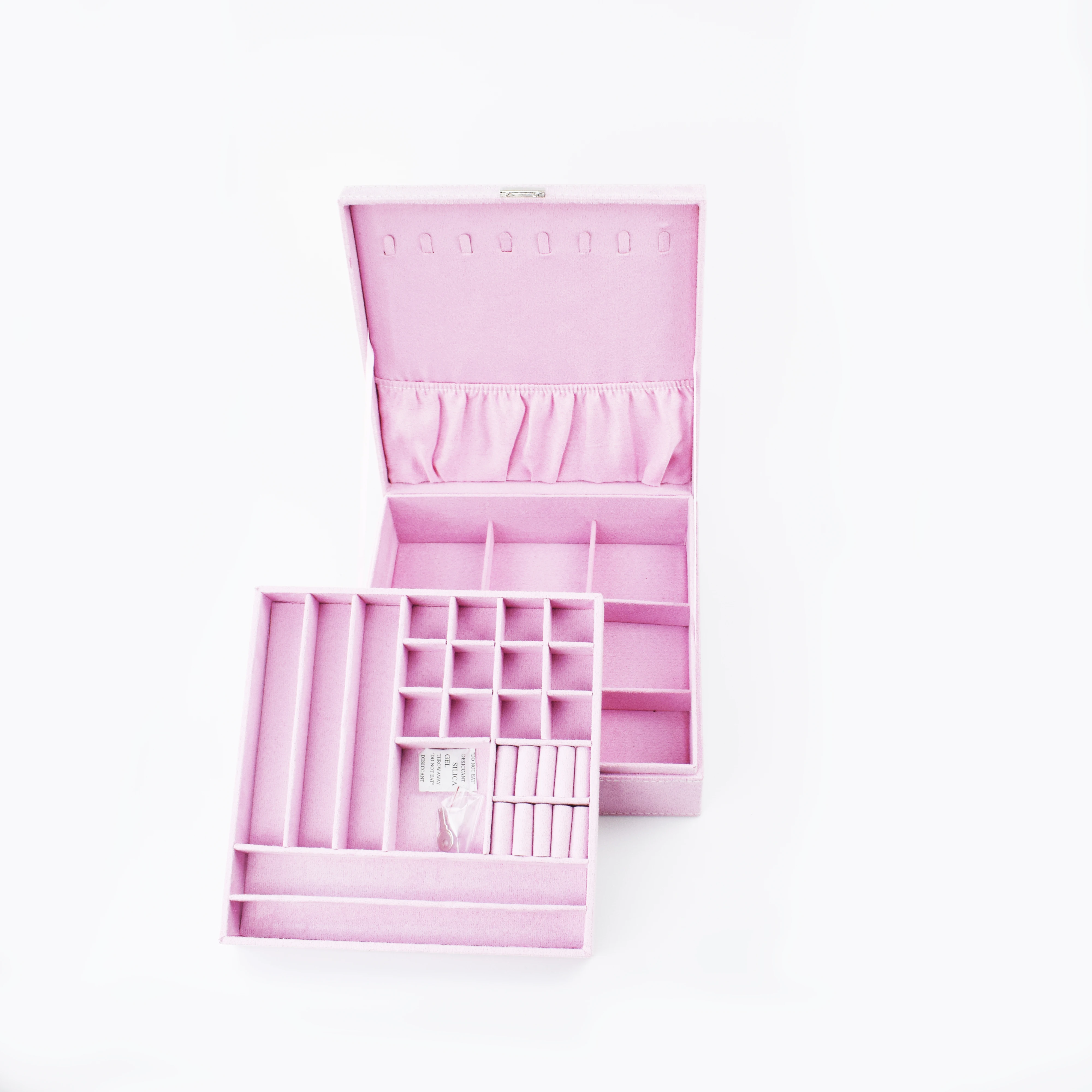 Розовый двухслойный ящик для ювелирных изделий органайзер дисплей чехол