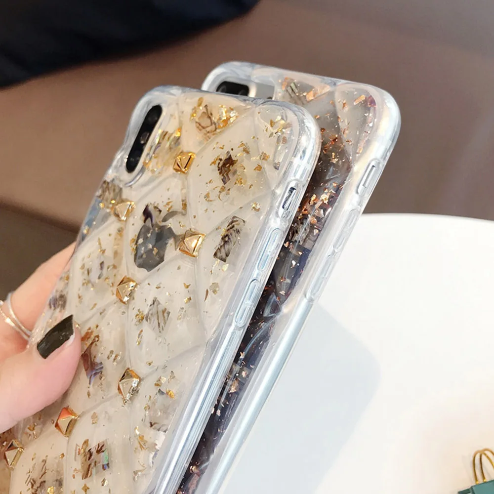 Блестящий ювелирный чехол для iPhone X XS XR эпоксидный Мягкий силиконовый телефона 6S 7