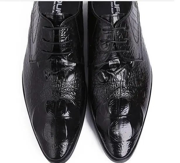 Мужские туфли-оксфорды из тисненой кожи с острым носком на шнуровке обувь в