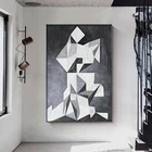 Абстрактные черно-белые геометрические столкновения, холст, постеры и принты, простые настенные картины для гостиной, спальни